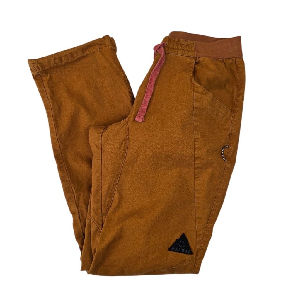 Maloja Womens XS LaverneM Boulder Pants Ochre Brown Hemp Cotton Blend Climbing